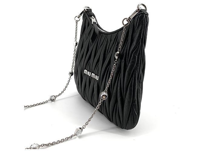Miu Miu Borsa a tracolla con catena di cristalli - vista 4