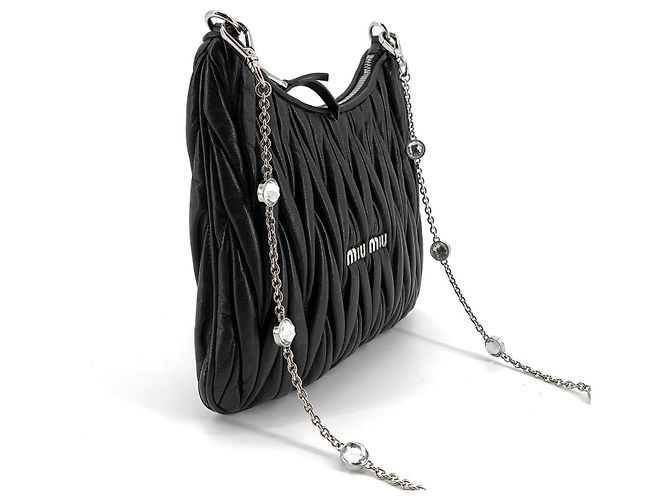 Miu Miu Borsa a tracolla con catena di cristalli - vista 5