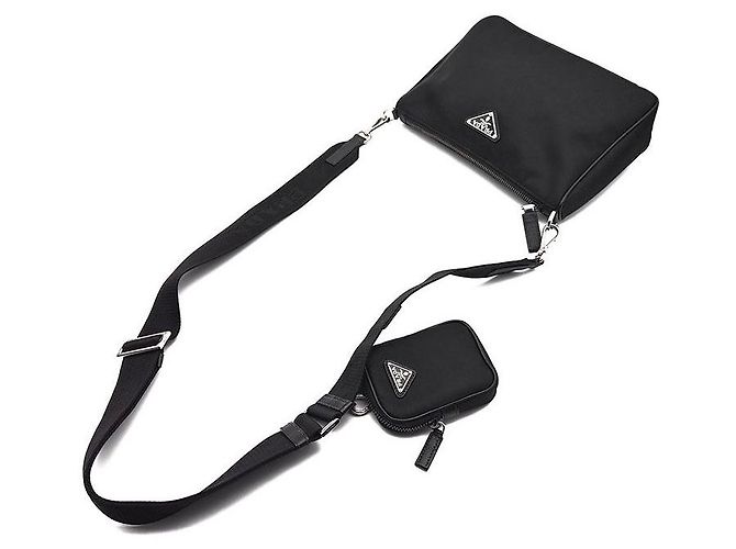 Prada Borsa a tracolla in tessuto Re-Nylon Nero - vista 4