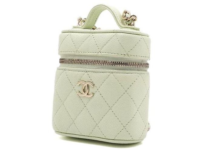 Chanel Mini Vanity in Caviar Menta con Catena Dorata - Borsa a Spalla e a Tracolla Verde - vista 3