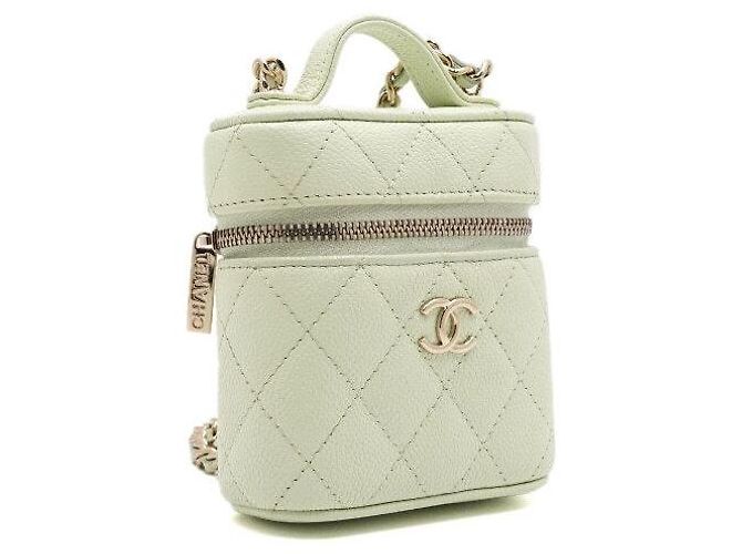 Chanel Mini Vanity in Caviar Menta con Catena Dorata - Borsa a Spalla e a Tracolla Verde - vista 4