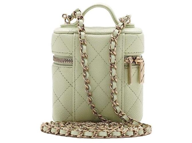 Chanel Mini Vanity in Caviar Menta con Catena Dorata - Borsa a Spalla e a Tracolla Verde - vista 5