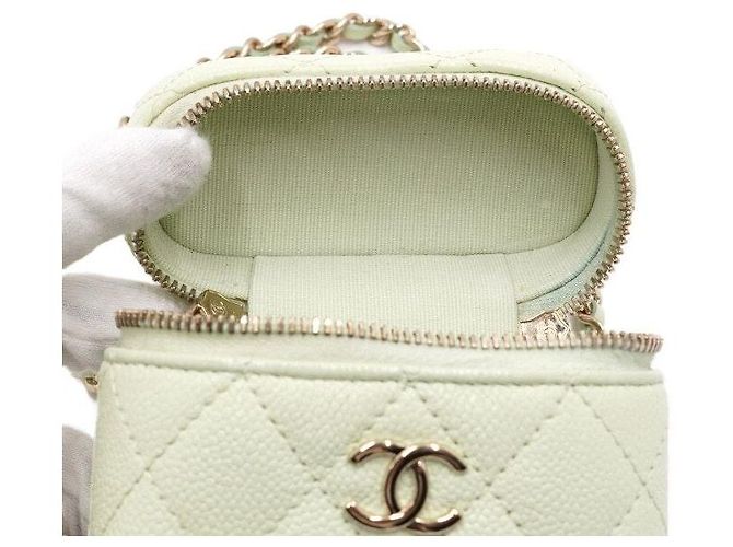 Chanel Mini Vanity in Caviar Menta con Catena Dorata - Borsa a Spalla e a Tracolla Verde - vista 7