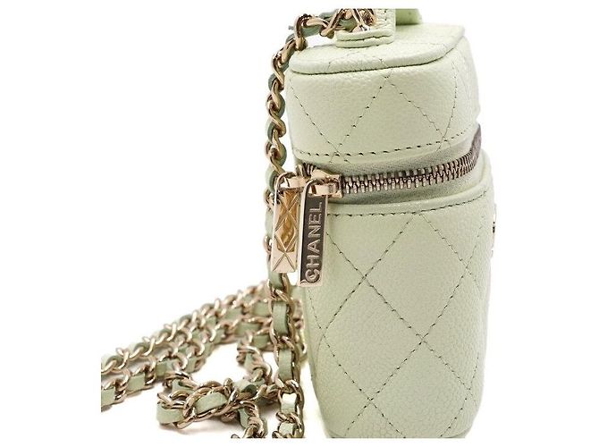 Chanel Mini Vanity in Caviar Menta con Catena Dorata - Borsa a Spalla e a Tracolla Verde - vista 9