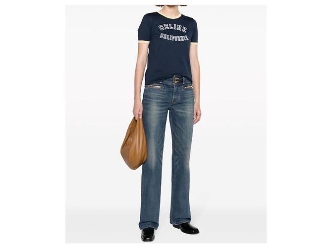 Céline Pantaloni in denim flare Jane Wash Blu - vista 7
