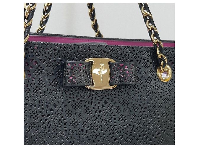 Salvatore Ferragamo Borsa a Spalla Melike Bara Chain Nero - vista 3