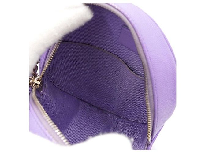 Chanel Mini borsa a tracolla e borsa crossbody Tambourine rotonda in caviar classico viola Porpora - vista 6