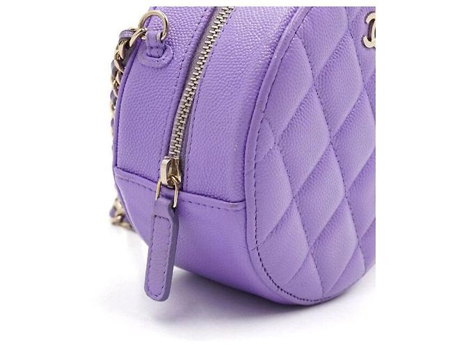 Chanel Mini borsa a tracolla e borsa crossbody Tambourine rotonda in caviar classico viola Porpora - vista 8