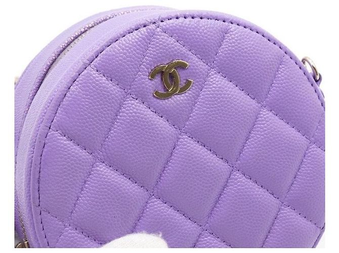 Chanel Mini borsa a tracolla e borsa crossbody Tambourine rotonda in caviar classico viola Porpora - vista 9