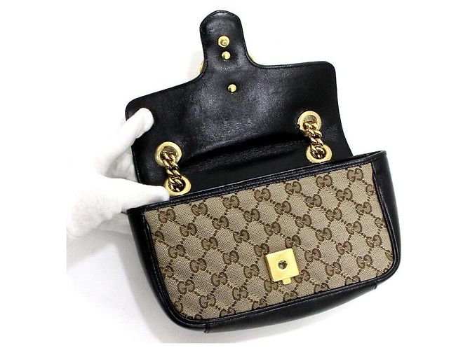 Marmont Gucci Mini Sac à Épaule et Sac Bandoulière en Toile avec Chaîne Dorée - vue 5