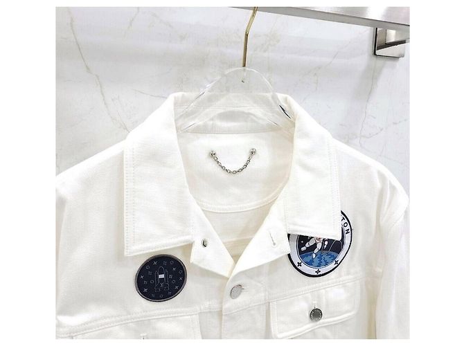 Louis Vuitton Giacca di jeans con patch ricamati Argento - vista 3