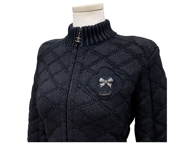 Chanel Jaqueta de malha com zíper Preto - vista 4