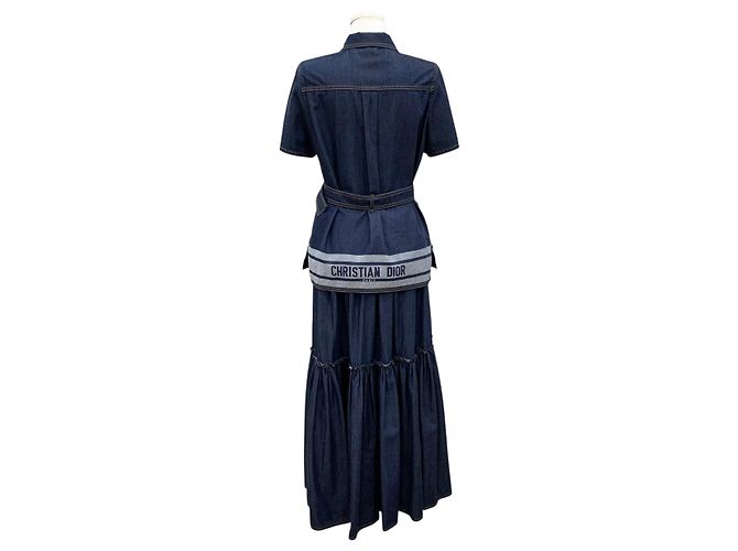 Dior Falda larga vaquera con volantes y cinturón Azul - vista 4