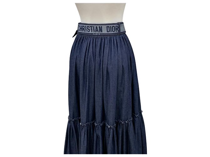 Dior Falda larga vaquera con volantes y cinturón Azul - vista 5