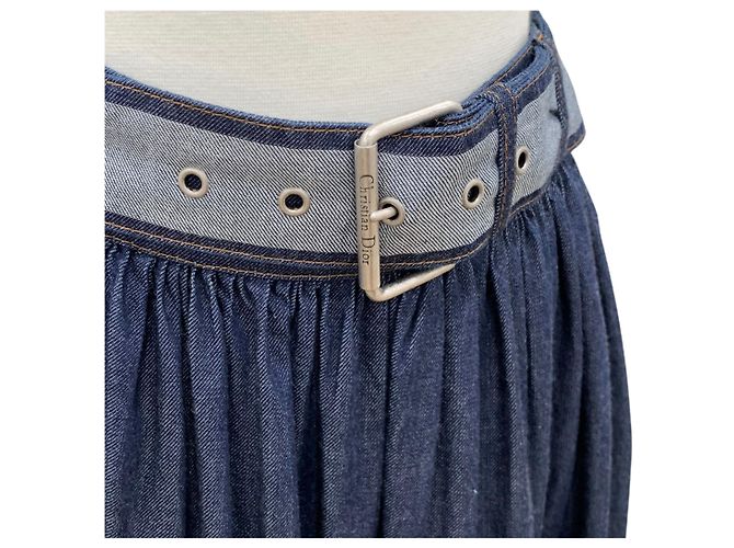 Dior Falda larga vaquera con volantes y cinturón Azul - vista 7