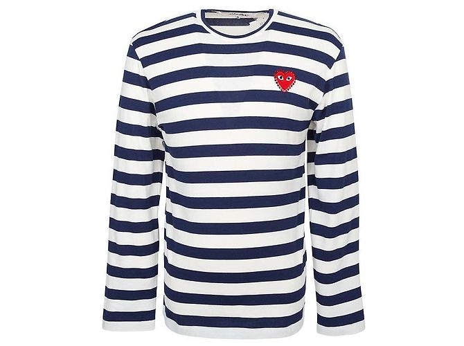 Comme Des Garcons Langarm-T-Shirt mit roten Applikationen, Strassstreifen AX (Unisex) - Ansicht 2