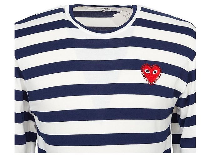 Comme Des Garcons Langarm-T-Shirt mit roten Applikationen, Strassstreifen AX (Unisex) - Ansicht 4