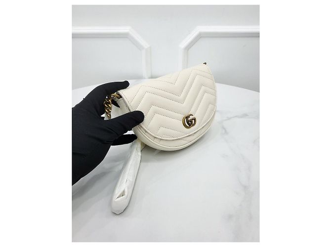 Gucci Borsa a Spalla Matelassé Half Moon Chain Argento - vista 2