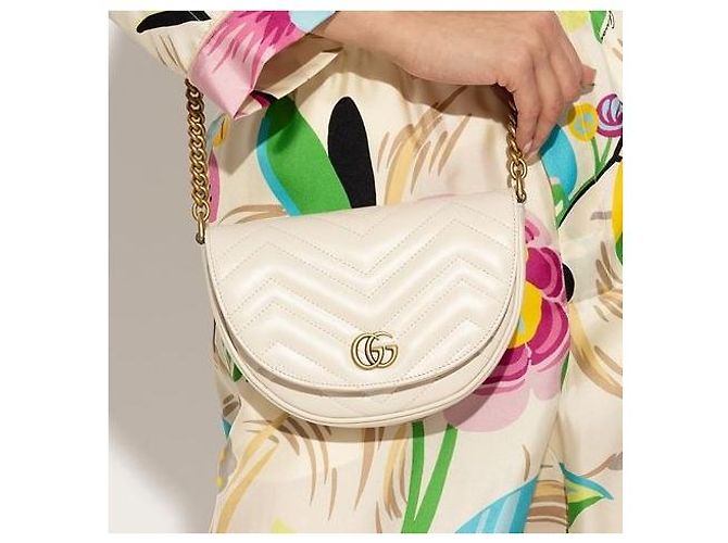Gucci Borsa a Spalla Matelassé Half Moon Chain Argento - vista 8