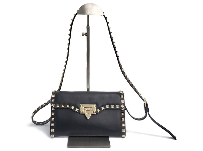Valentino Borsa a tracolla piccola Rockstud in pelle nera Nero - vista 2