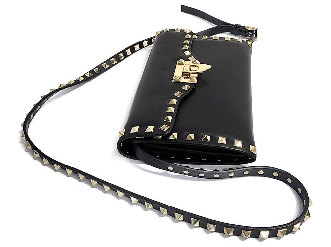 Valentino Borsa a tracolla piccola Rockstud in pelle nera Nero - vista 3