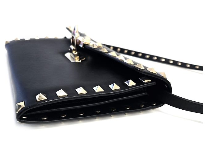 Valentino Borsa a tracolla piccola Rockstud in pelle nera Nero - vista 6