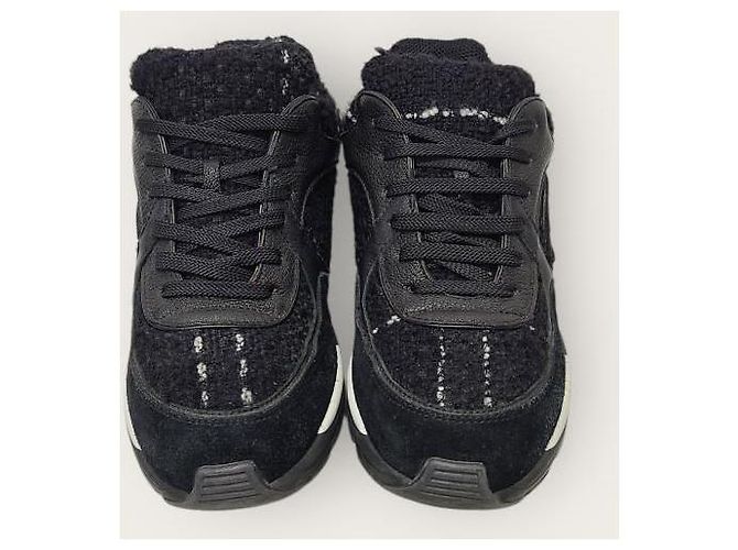 Chanel Sneakers Cruise in tweed nero con logo CC - vista 6