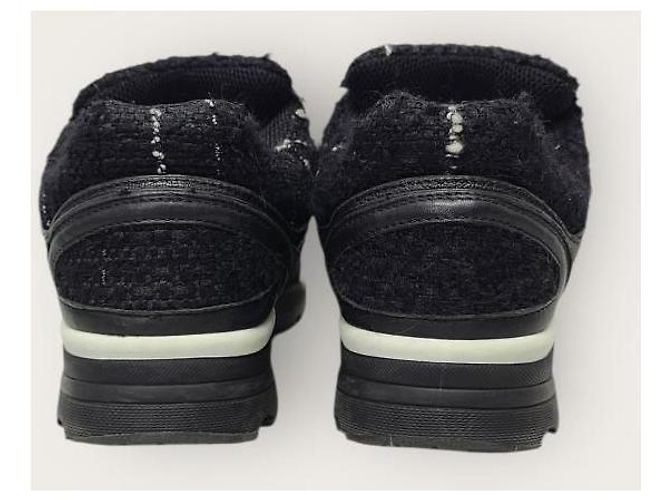 Chanel Sneakers Cruise in tweed nero con logo CC - vista 7