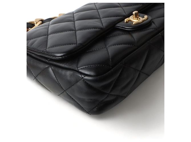 Chanel Borsa Large Flap in agnello con metallo oro nero - vista 5