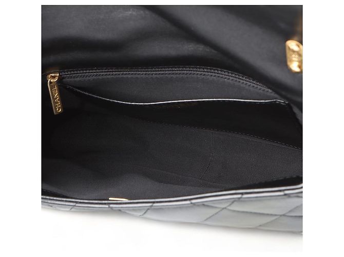 Chanel Borsa Large Flap in agnello con metallo oro nero - vista 7