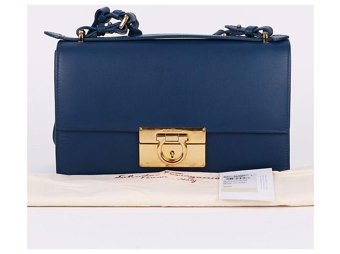 Borsa a tracolla Salvatore Ferragamo Gancini Gold Eileen Blue - vista 11
