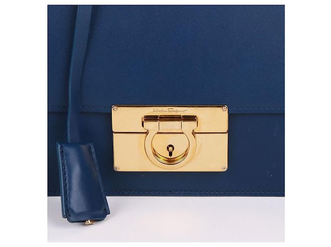 Borsa a tracolla Salvatore Ferragamo Gancini Gold Eileen Blue - vista 2