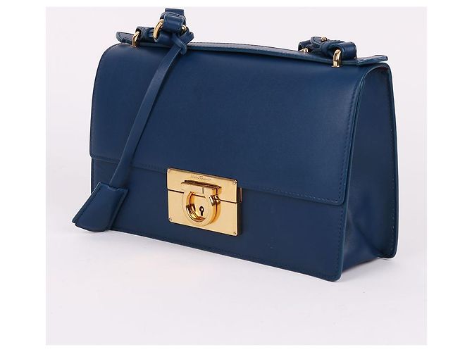 Borsa a tracolla Salvatore Ferragamo Gancini Gold Eileen Blue - vista 3