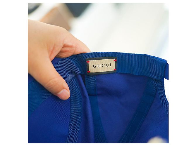 Gucci Logo Baseball Cap Baumwolle Blau Gelb - Ansicht 20