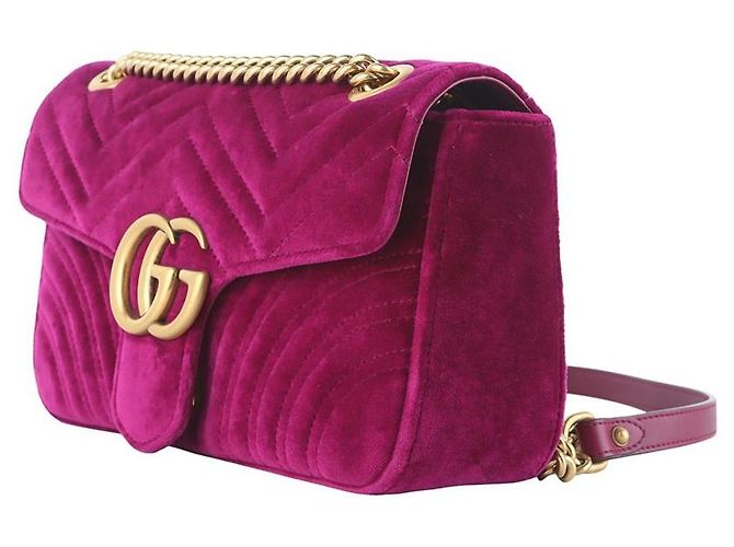 Gucci Borsa a tracolla GG Marmont in velluto trapuntato Medium Rosa - vista 2