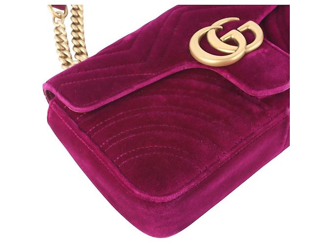 Gucci Borsa a tracolla GG Marmont in velluto trapuntato Medium Rosa - vista 5