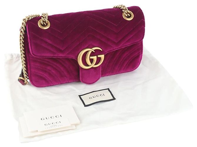 Gucci Borsa a tracolla GG Marmont in velluto trapuntato Medium Rosa - vista 8