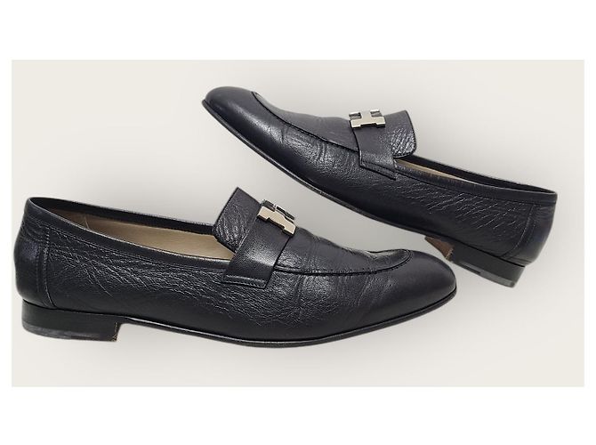 Hermès Mocassini da uomo Black Silver Logo Paris Nero - vista 5