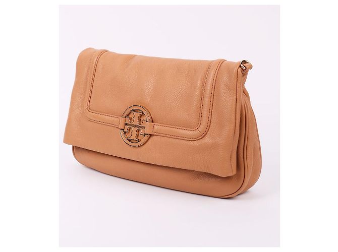 Tory Burch Borsa a tracolla Beige con logo e patta Marrone - vista 4