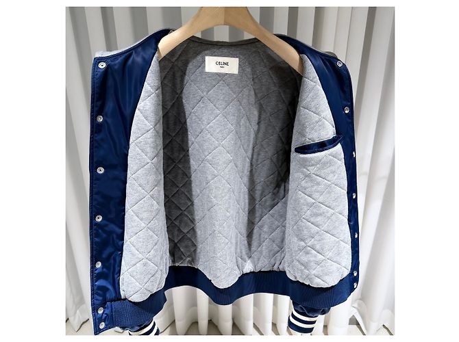 Céline Chaqueta Bomber Oversized de Teddy Azul Marino con Capucha - vista 6