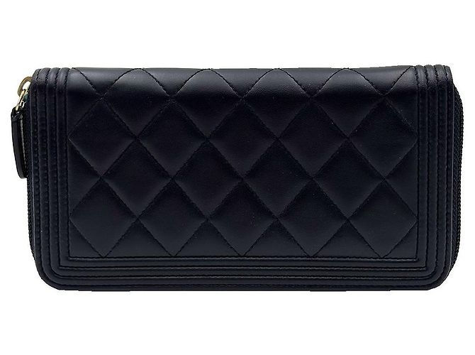 Chanel Portafoglio lungo Boy in agnello blu navy - vista 4