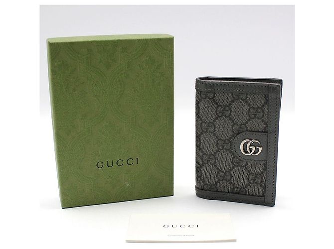 Gucci Ophidia Silver GG Grey Supreme Card Wallet Brown - view 2