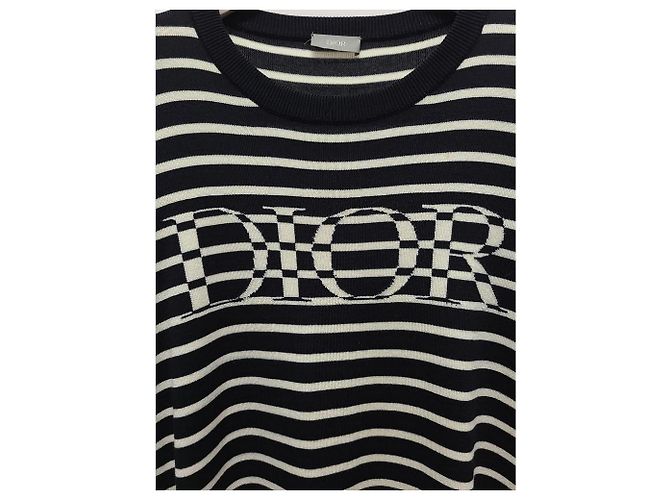 Dior Strick-T-Shirt mit schwarzem Logo-Streifen - Ansicht 3