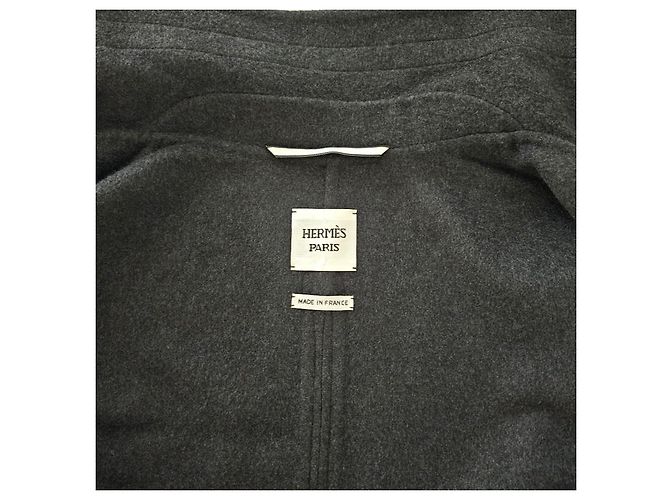 Hermès Casaco de cashmere para mulher com detalhes em couro e feltro Preto - vista 12