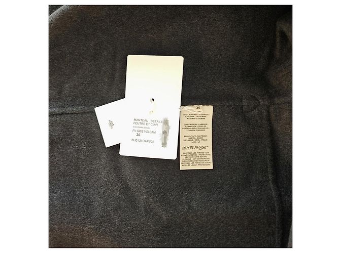 Hermès Casaco de cashmere para mulher com detalhes em couro e feltro Preto - vista 13