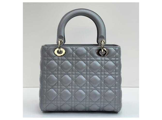 Lady Dior Medium Grey Pearl Marrone - vista 11