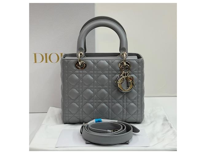 Lady Dior Medium Grey Pearl Marrone - vista 2