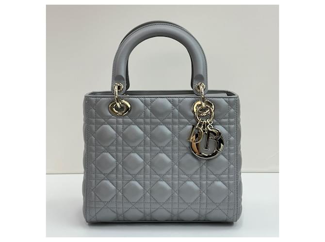 Lady Dior Medium Grey Pearl Marrone - vista 3