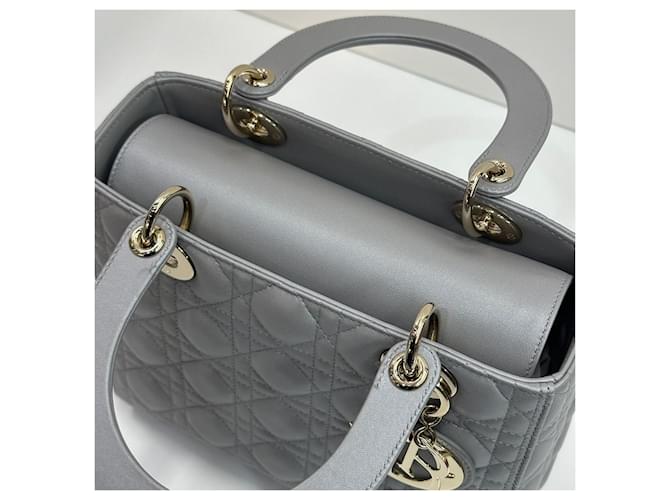 Lady Dior Medium Grey Pearl Marrone - vista 7