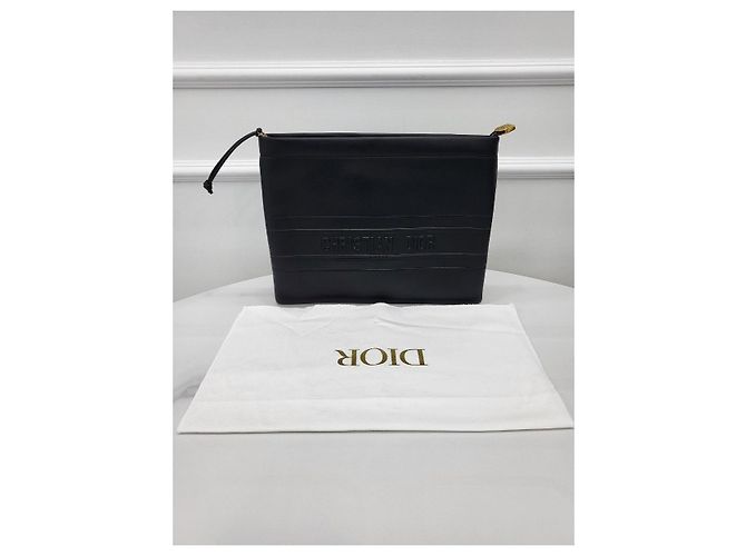 Dior Clutch in pelle nera con logo Nero - vista 7